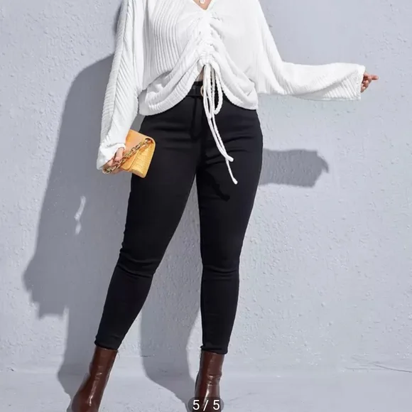 Chiquease Plus Dolman Sleeve Drawstring Ruched Front Tee - Picture 3 of 8